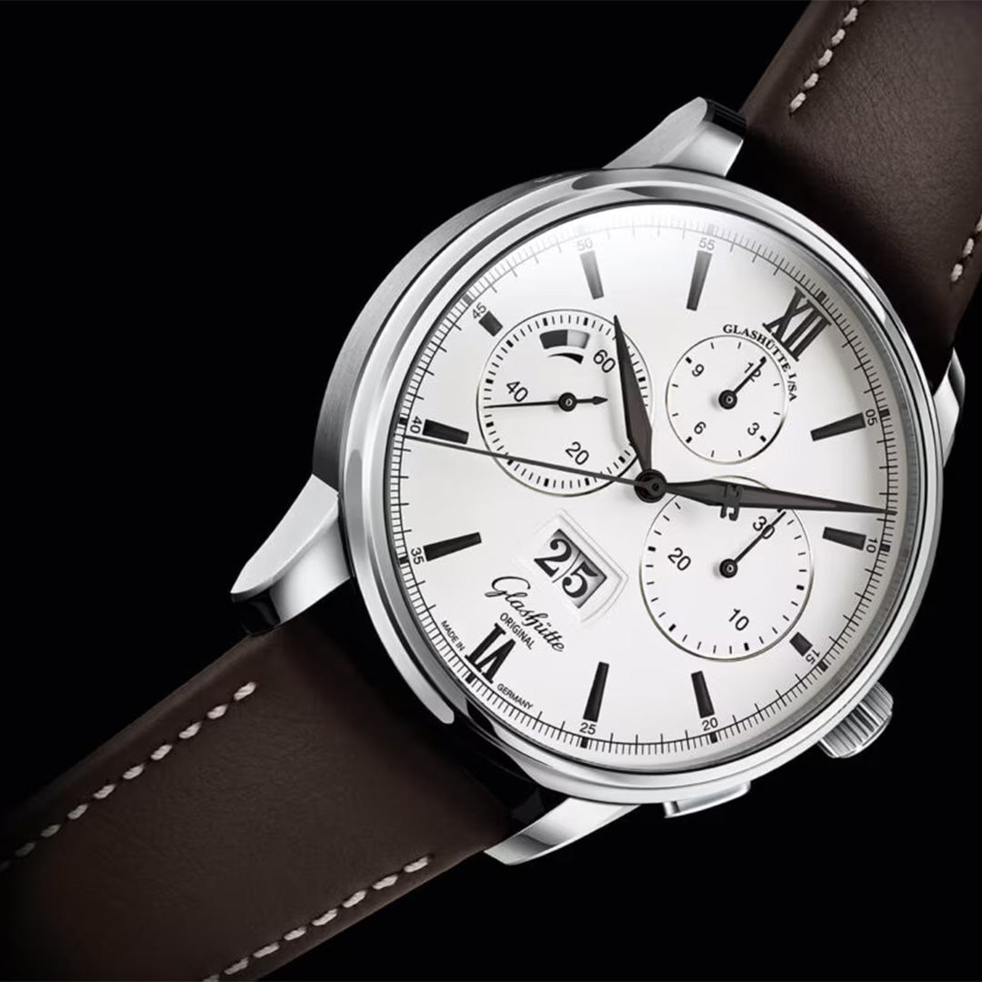 Watch in steel Senator Chronograph Panorama Date Glashutte original