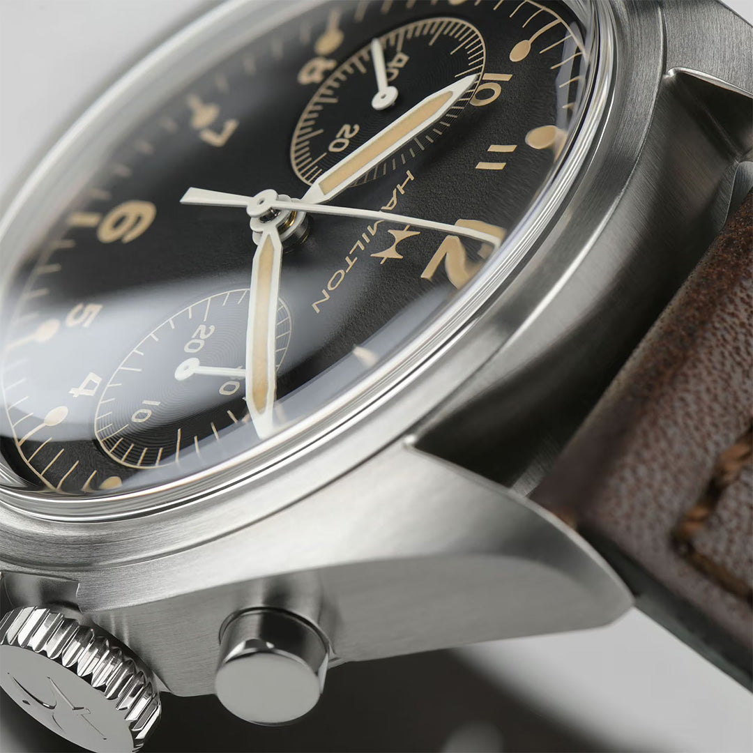 Orologio in acciaio Khaki Aviation Pilot Pioneer Mechanical Chrono Hamilton
