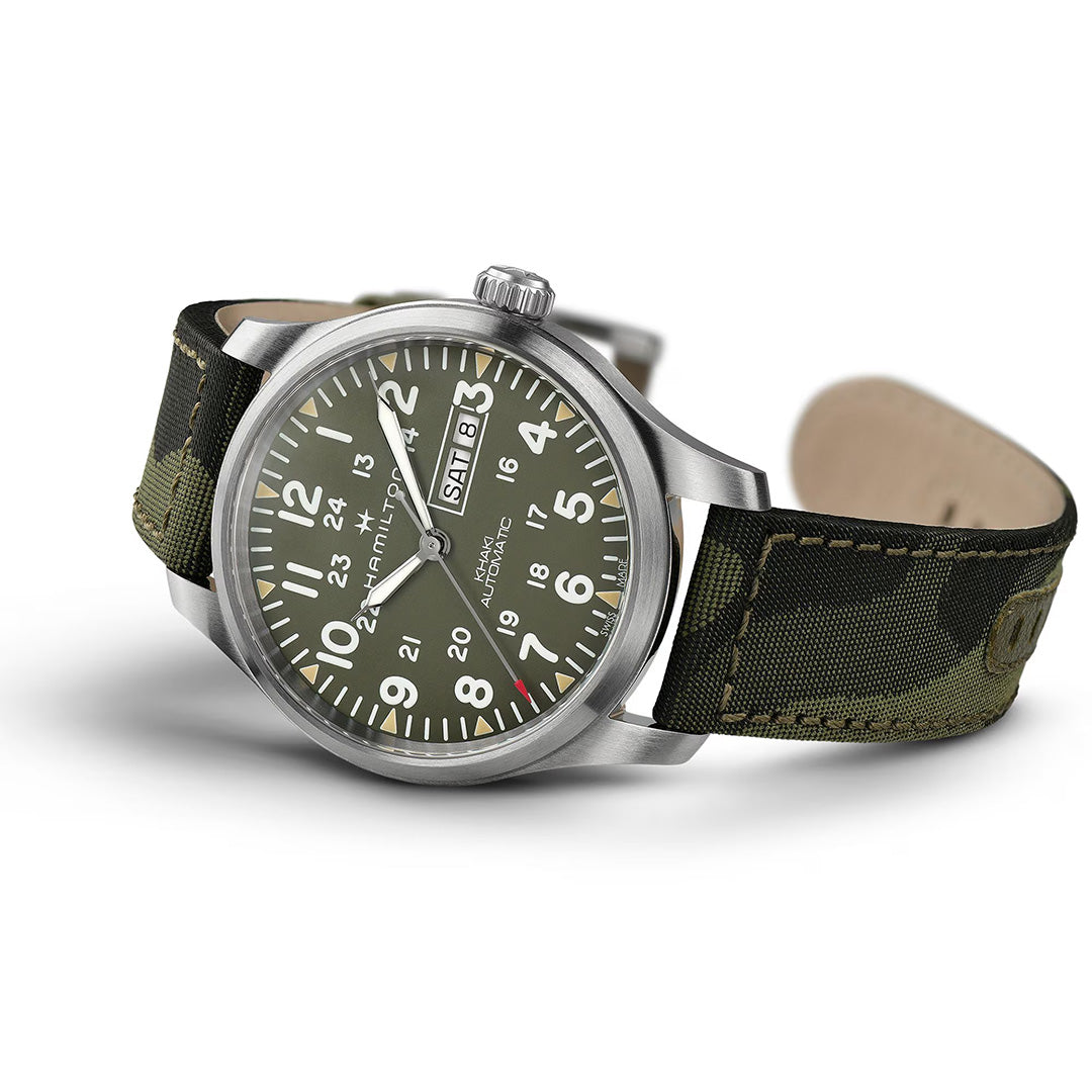 Orologio in acciaio Khaki Field Day Date Auto Hamilton
