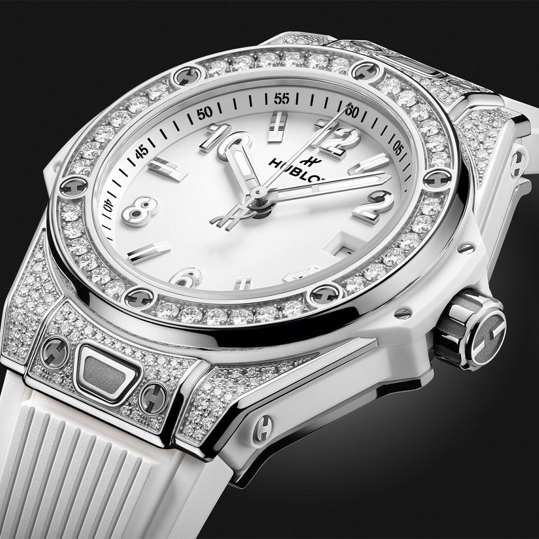 Orologio in acciaio Big Bang One Click Steel White Pavé Hublot