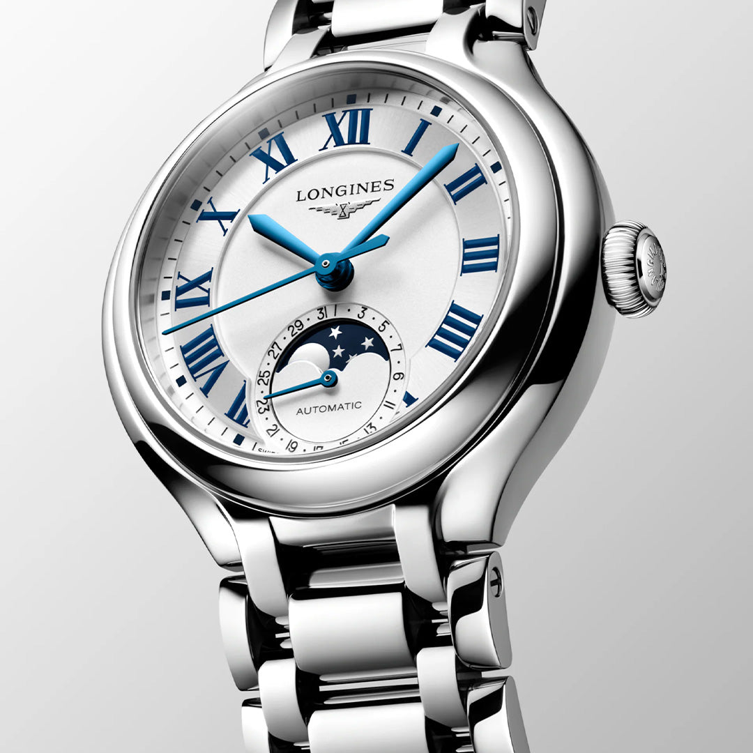 Watch in steel PrimaLuna Moonphase Longines