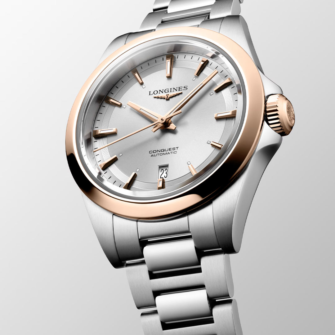 Orologio in acciaio e oro rosa Conquest Longines