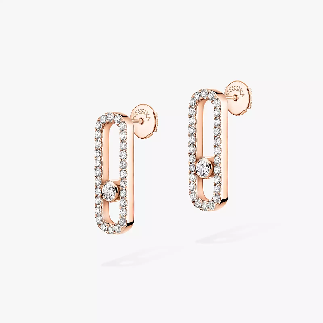 Gioiello in oro rosa Orecchini Move Uno con pavé Messika