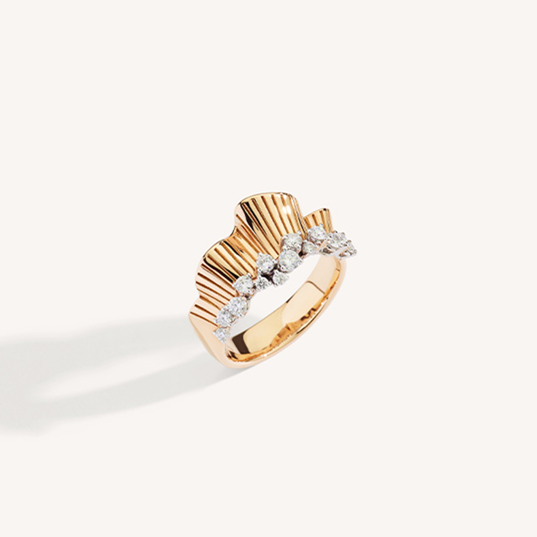 Ring in white gold and rose gold Rays of Sun Ring Palmiero