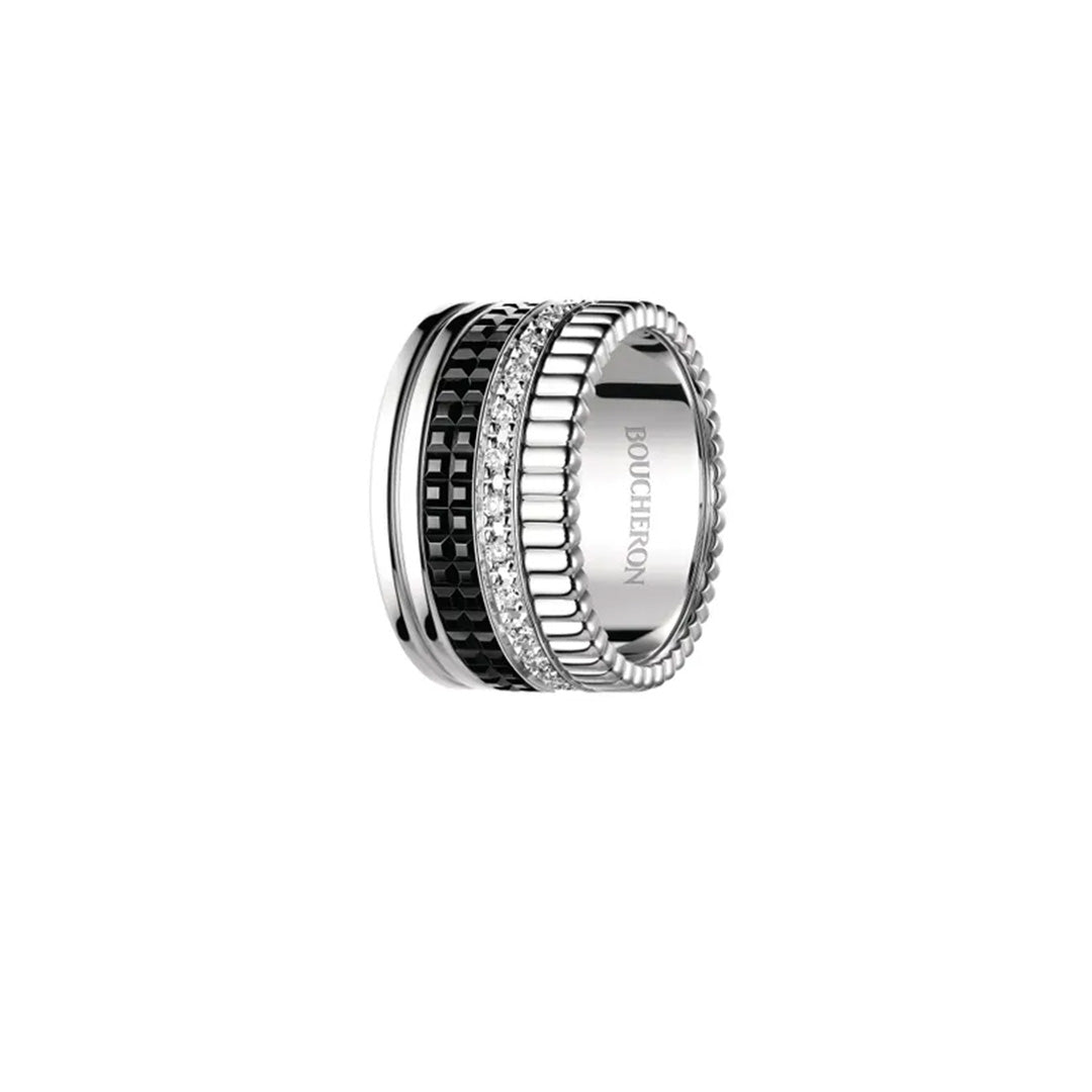 Ring in oro bianco Quatre Black Edition Large Ring Boucheron