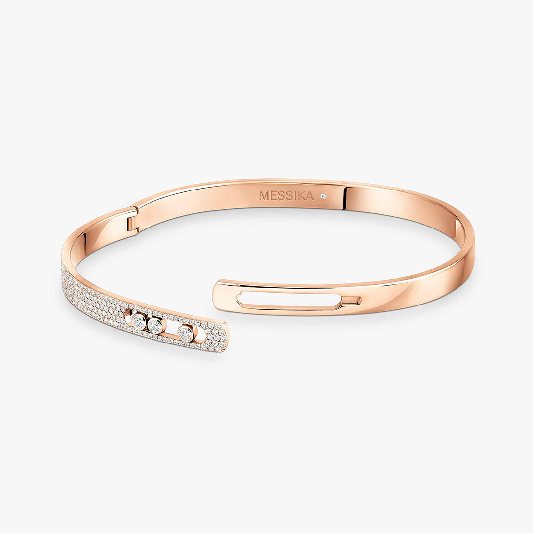 Gioiello in oro rosa Bracciale Bangle Move Noa MP con Pavé Messika