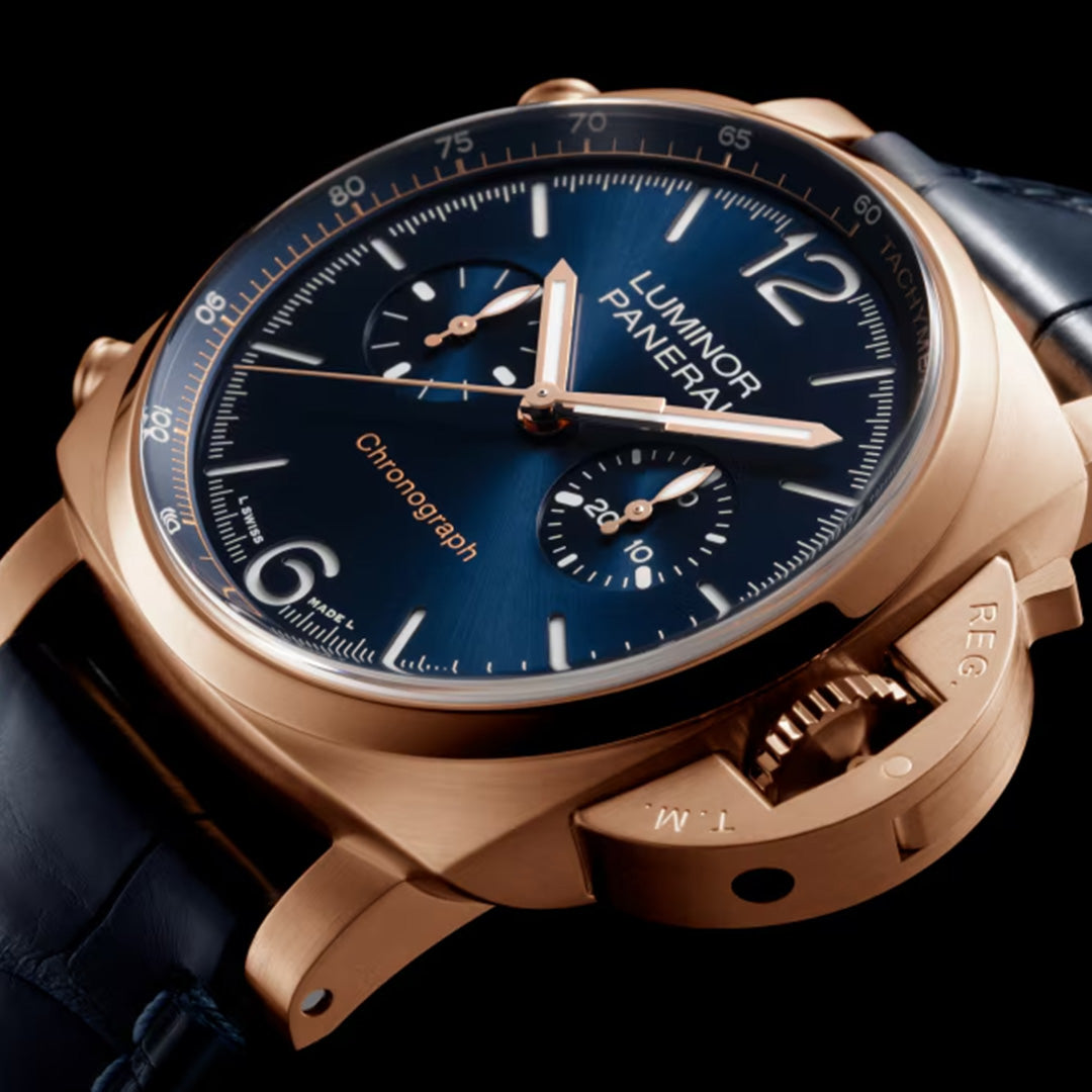 Watch in rose gold Luminor Chrono Goldtech™ Blu Notte Panerai