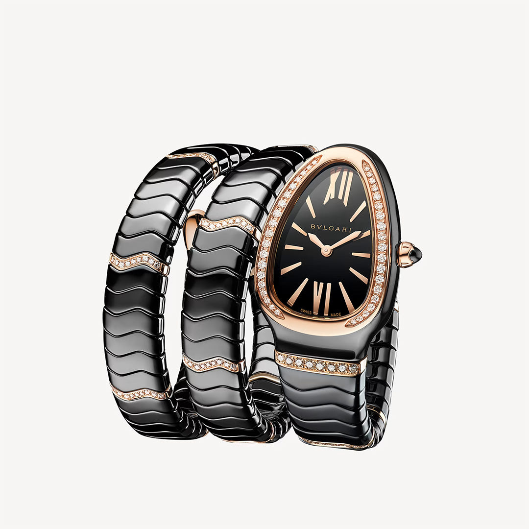 Watch in ceramic and rose gold Serpenti Spiga Bulgari