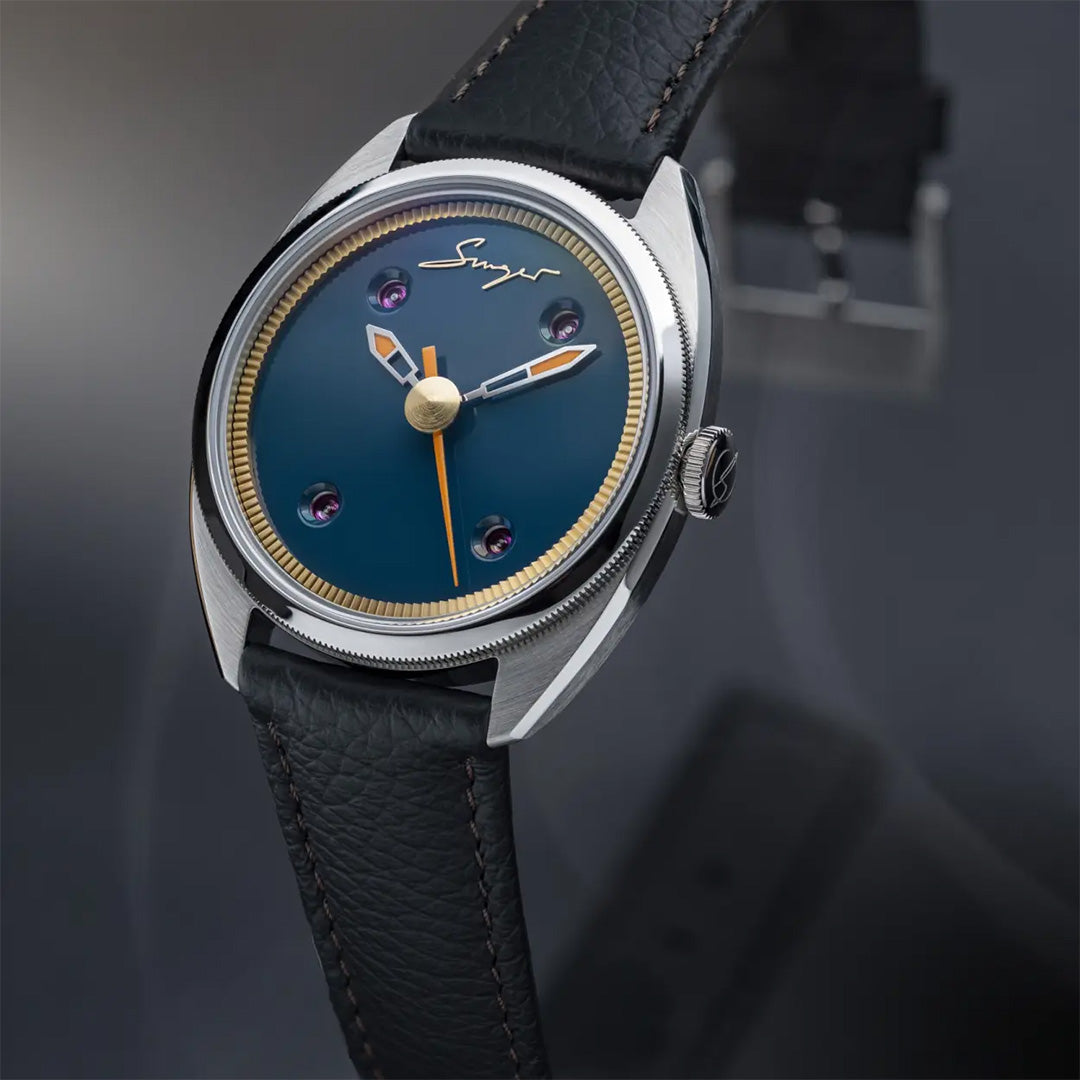 Orologio in acciaio Caballero Petrol Blue Singer