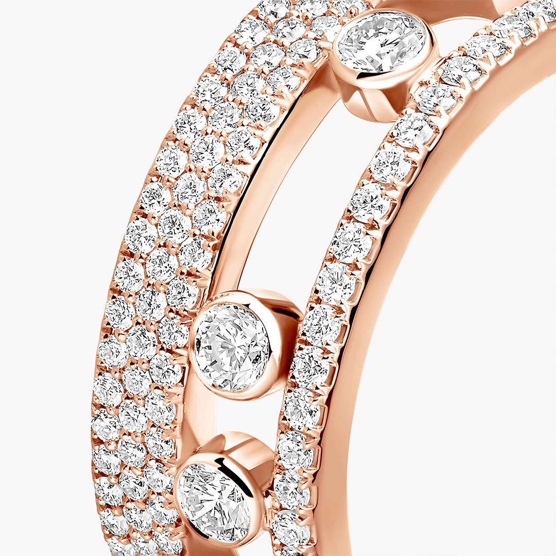 Gioiello in oro rosa Anello Move Romane con pavé Messika