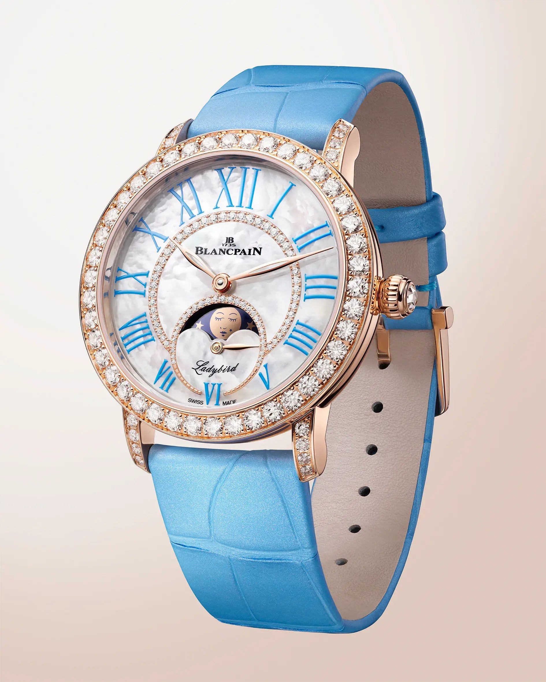 Orologio in oro rosa Ladybird Colors Phases de Lune Blancpain