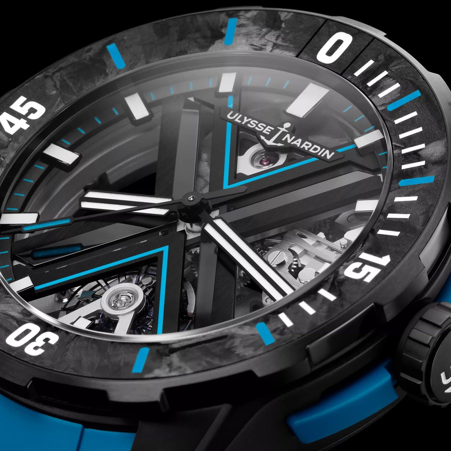 Watch in titanium Diver X Skeleton Azure Ulysse nardin