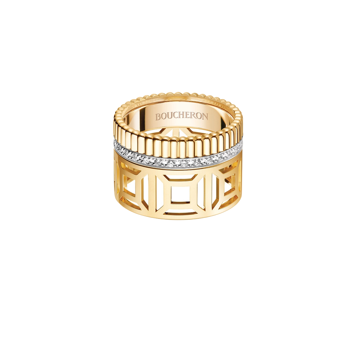 Gioiello in oro giallo e bianco Anello Quatre Radiant Boucheron