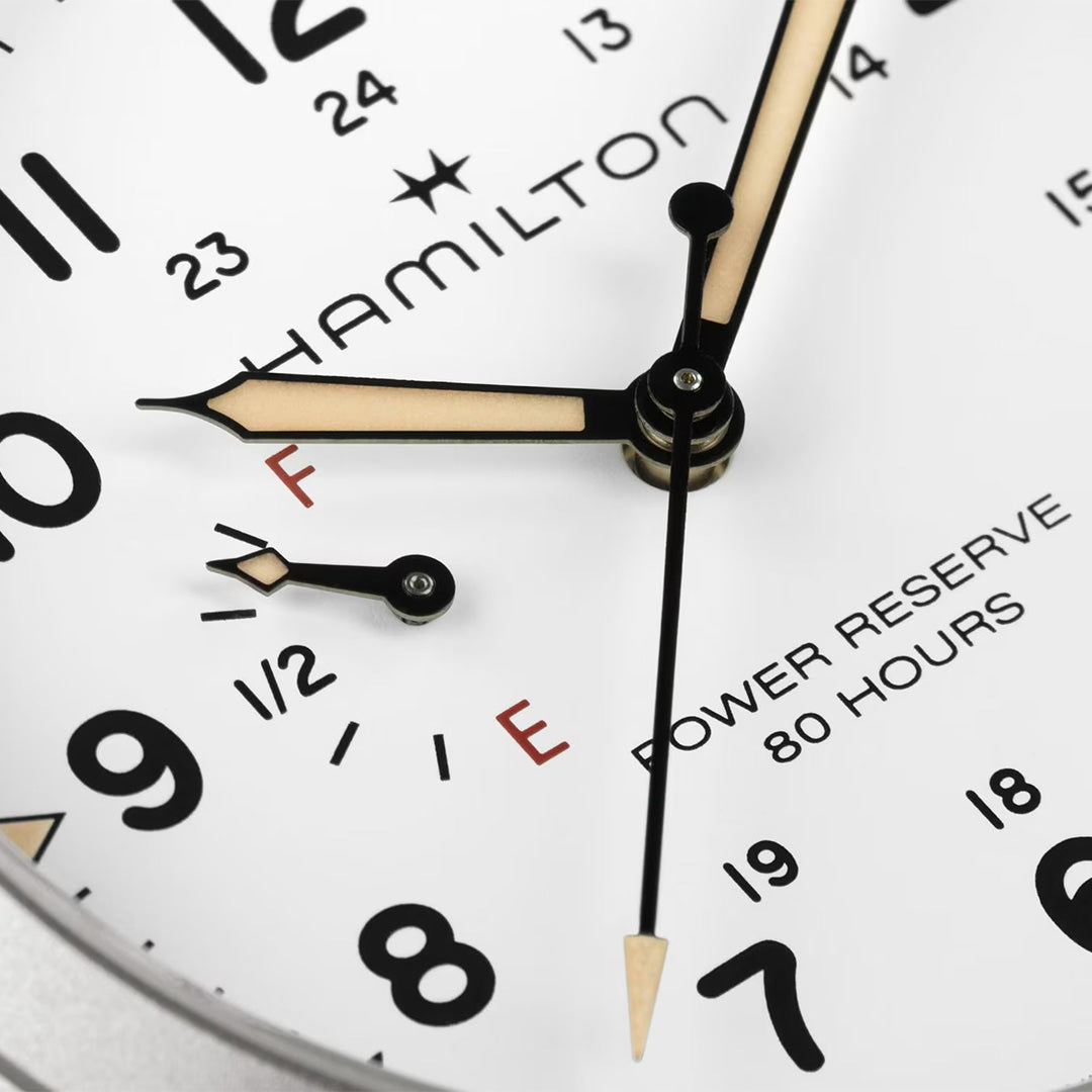 Orologio in acciaio Khaki Field Mechanical Power Reserve Hamilton