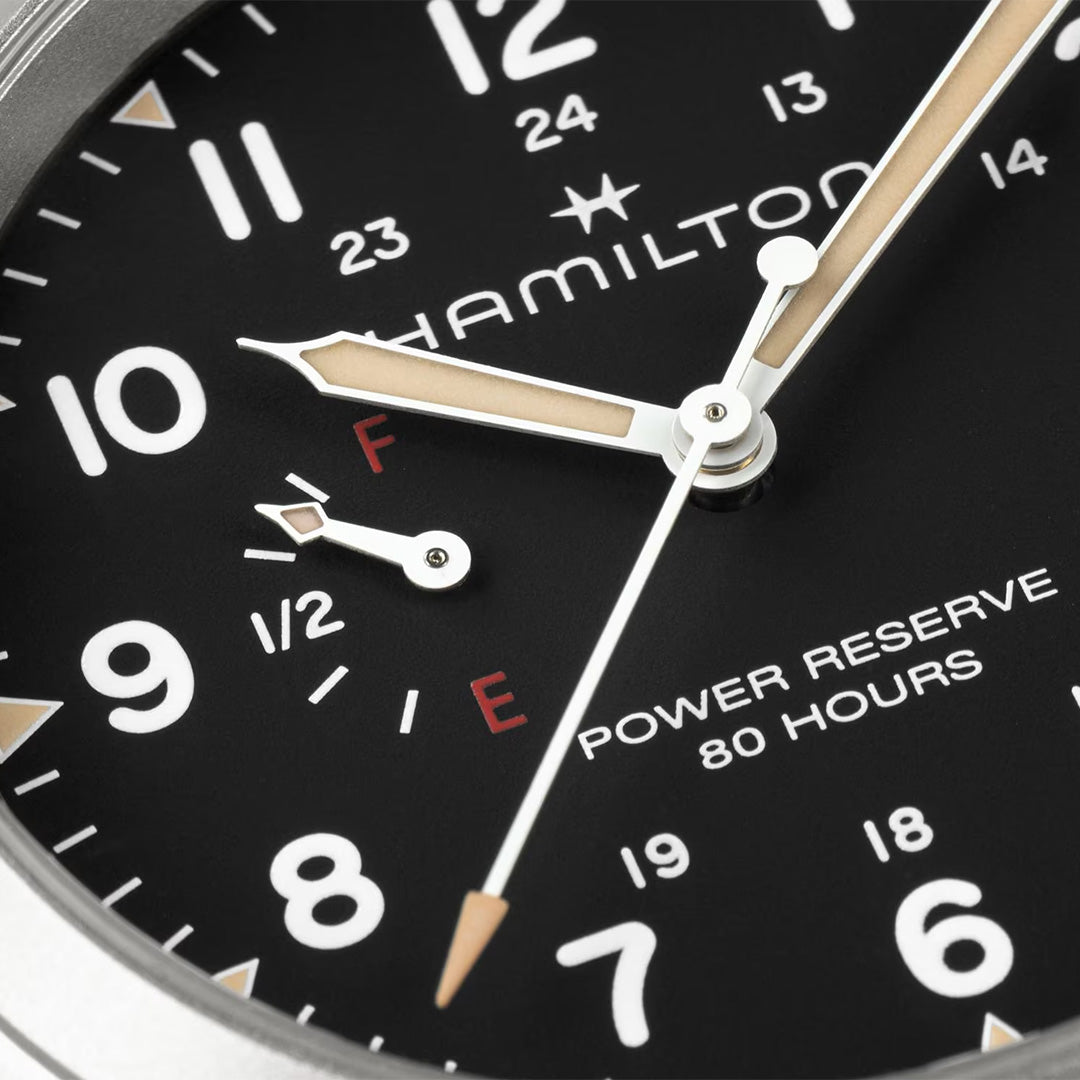 Watch in steel Khaki Field Mechanical Power Reserve Hamilton