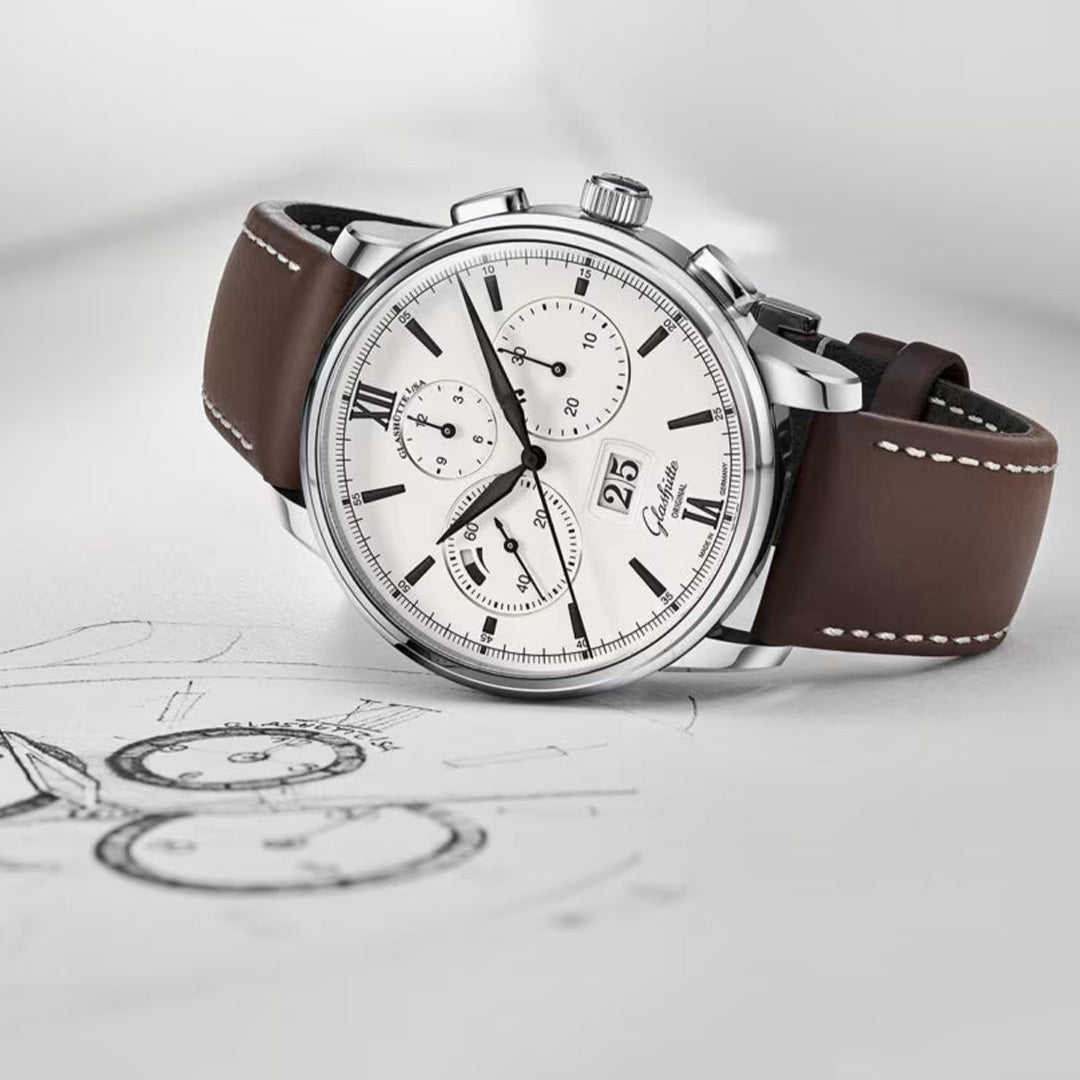 Watch in steel Senator Chronograph Panorama Date Glashutte original