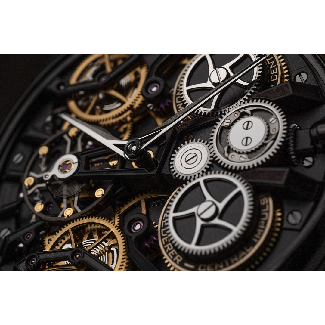 Watch in dlc-coated steel CIC 44 MM InVerto Lederer