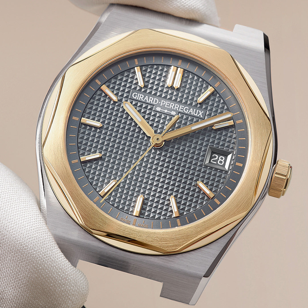 Orologio in acciaio e oro giallo Laureato Fifty Girard perregaux