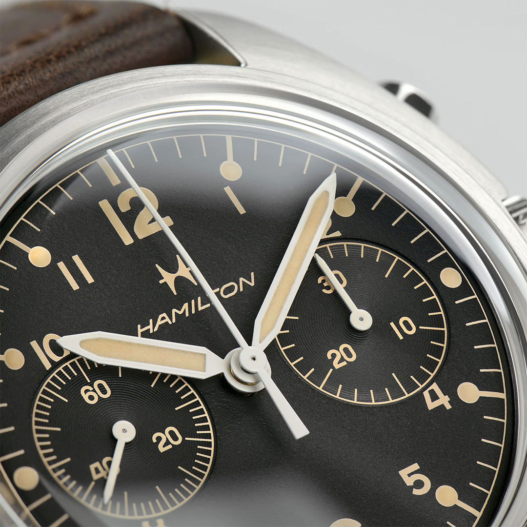 Orologio in acciaio Khaki Aviation Pilot Pioneer Mechanical Chrono Hamilton