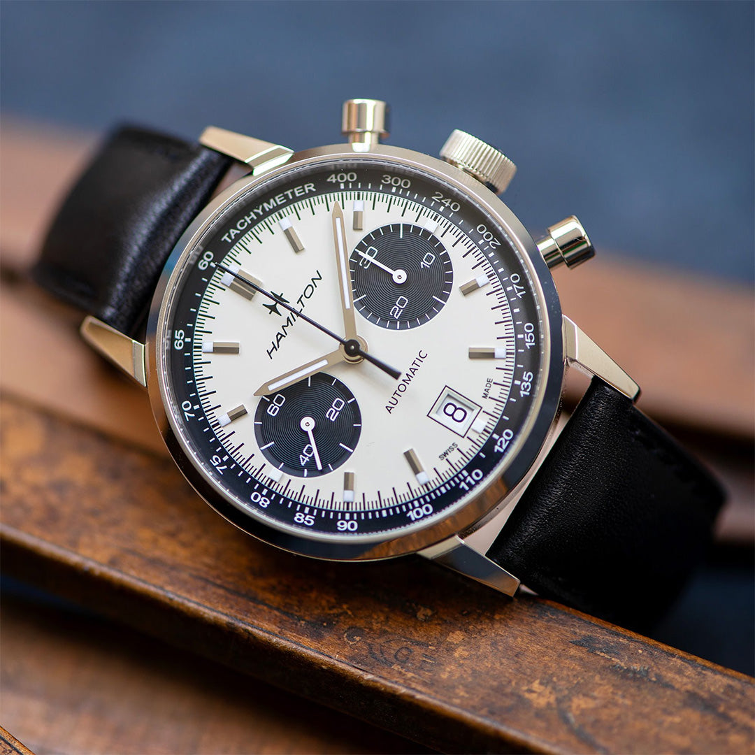 Watch in steel American Classic Intra-Matic Auto Chrono Hamilton