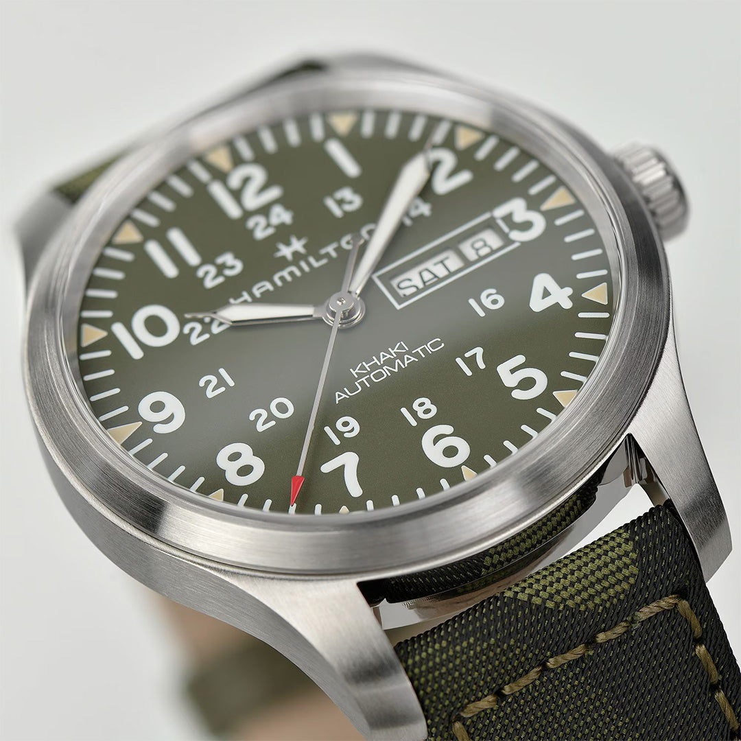 Orologio in acciaio Khaki Field Day Date Auto Hamilton