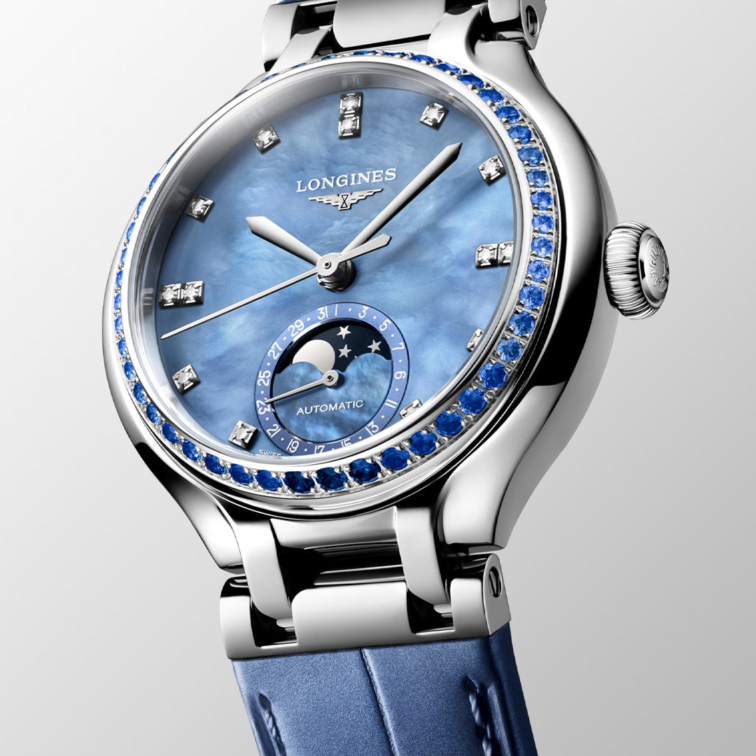 Watch in steel PrimaLuna Moonphase Longines