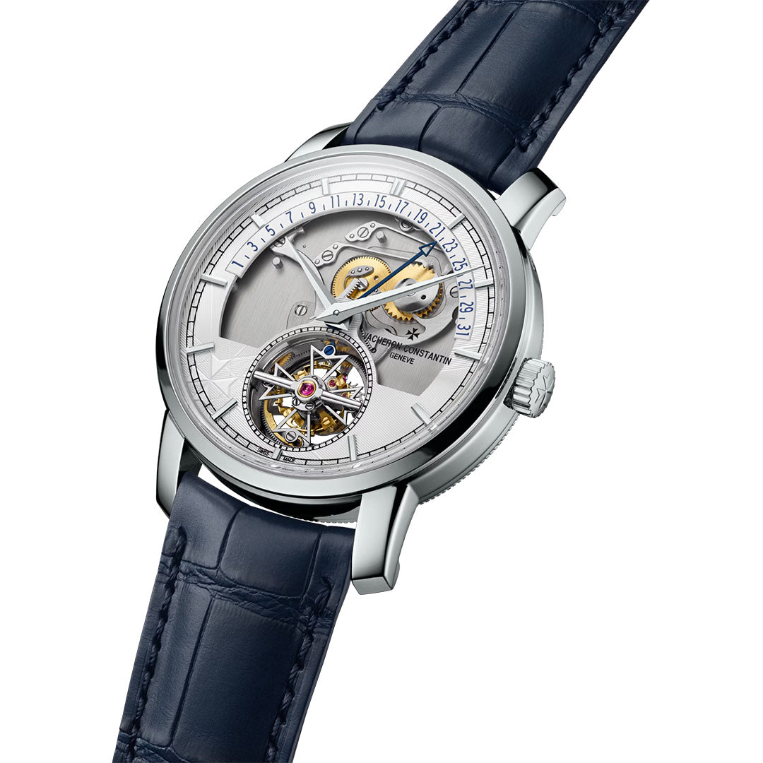 Orologio in platino Traditionnelle Tourbillon Biretrogrado Data Openface Vacheron constantin
