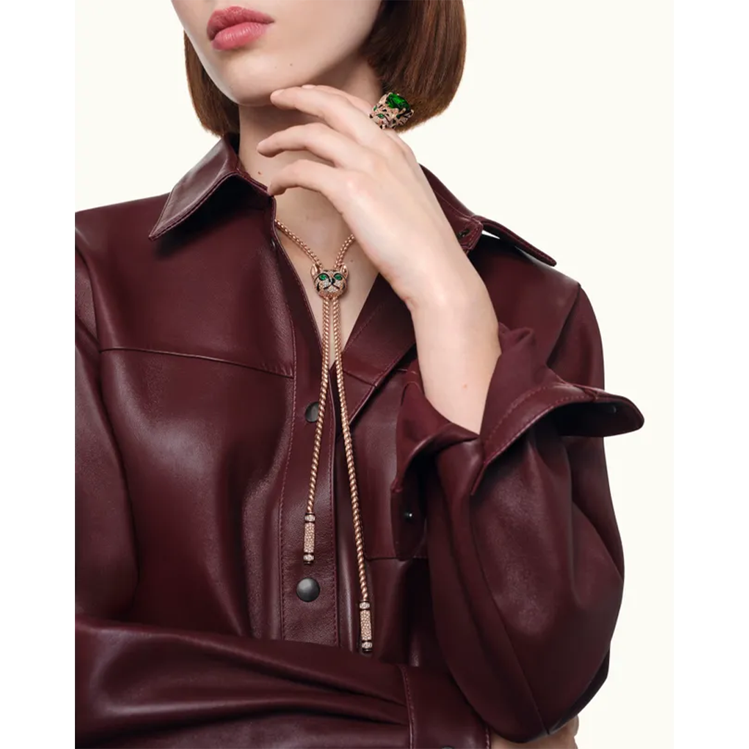 Gioiello in oro rosa Fuzzy, la collana gatto leopardo Boucheron