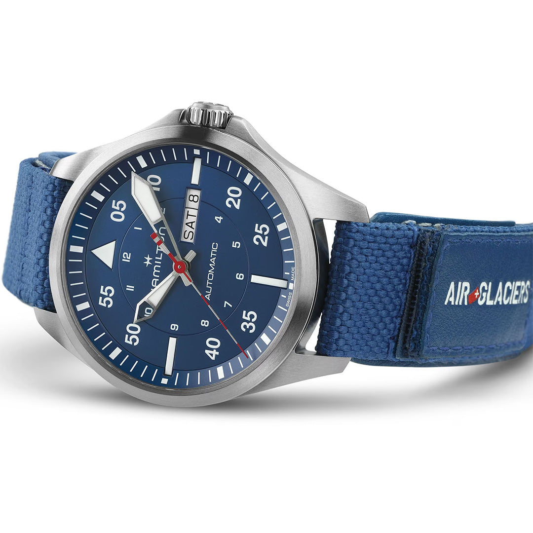 Watch in titanium Khaki Aviation Pilot Day Date Auto - Air-Glaciers Edition Hamilton