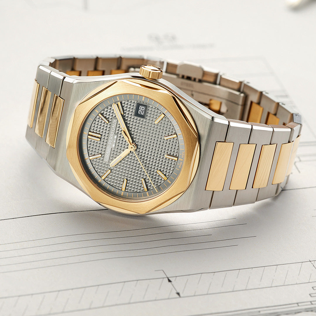 Orologio in acciaio e oro giallo Laureato Fifty Girard perregaux