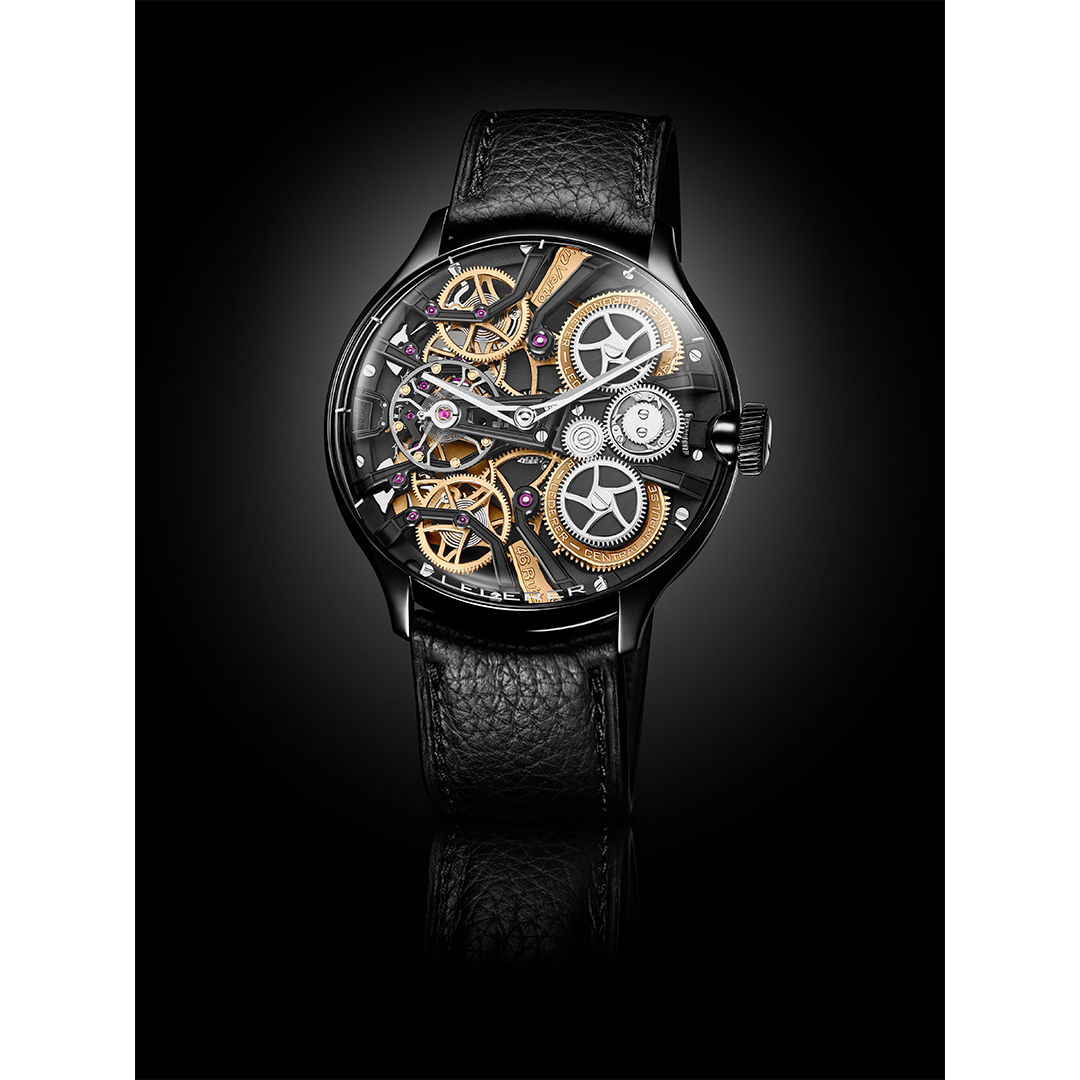 Watch in dlc-coated steel CIC 44 MM InVerto Lederer