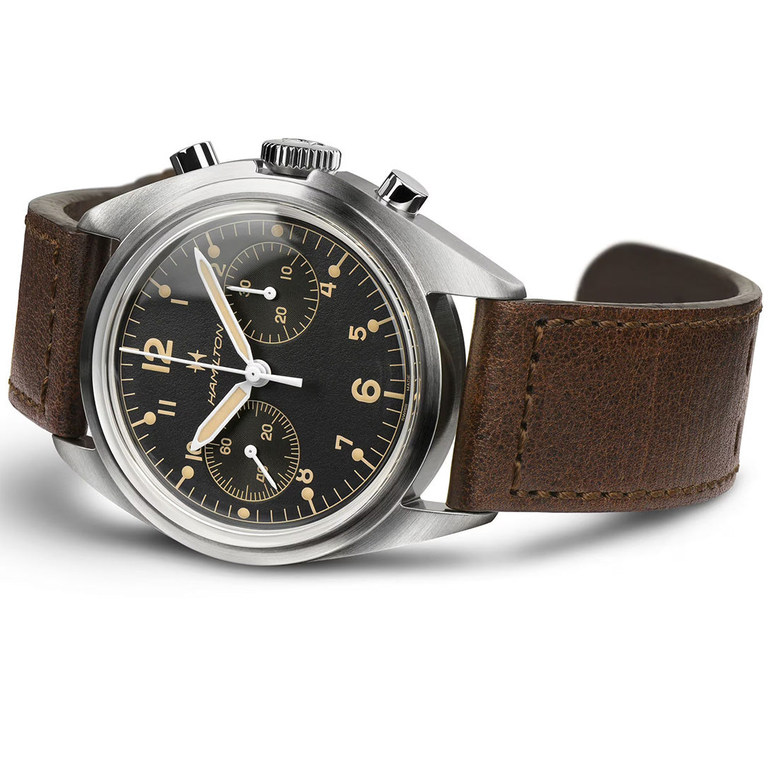 Watch in steel Khaki Aviation Pilot Pioneer Mechanical Chrono Hamilton