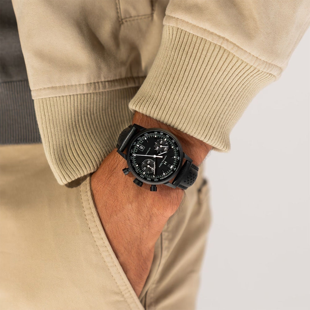 Watch in pvd-coated steel American Classic Intra-matic Auto Chrono Hamilton