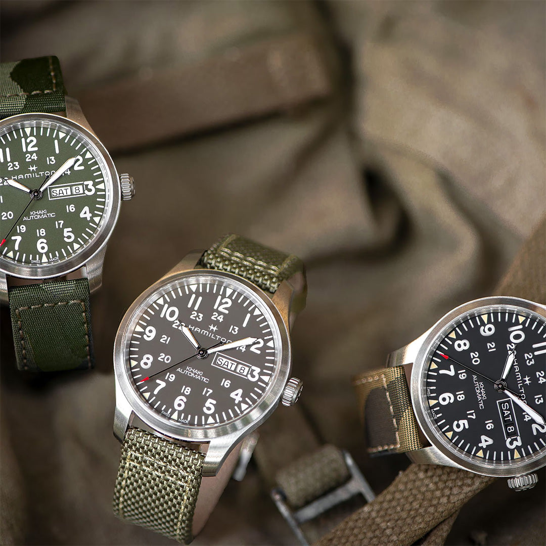 Orologio in acciaio Khaki Field Day Date Auto Hamilton