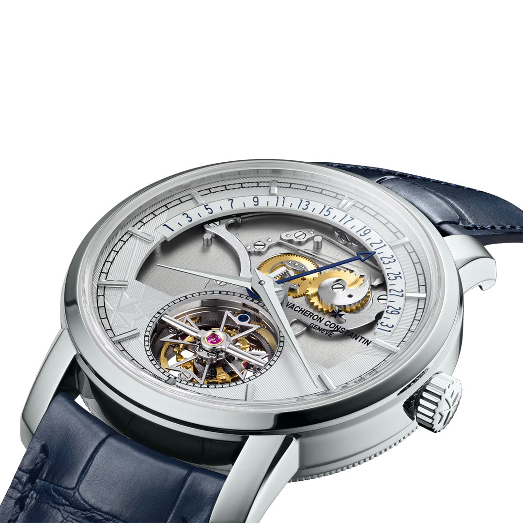 Orologio in platino Traditionnelle Tourbillon Biretrogrado Data Openface Vacheron constantin
