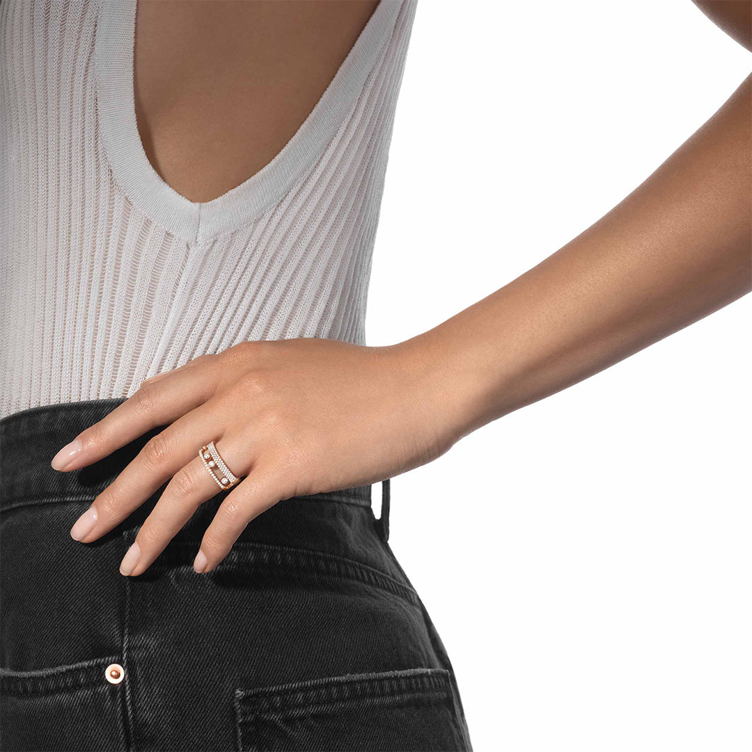 Ring in oro rosa Move Romane Pavé Ring Messika