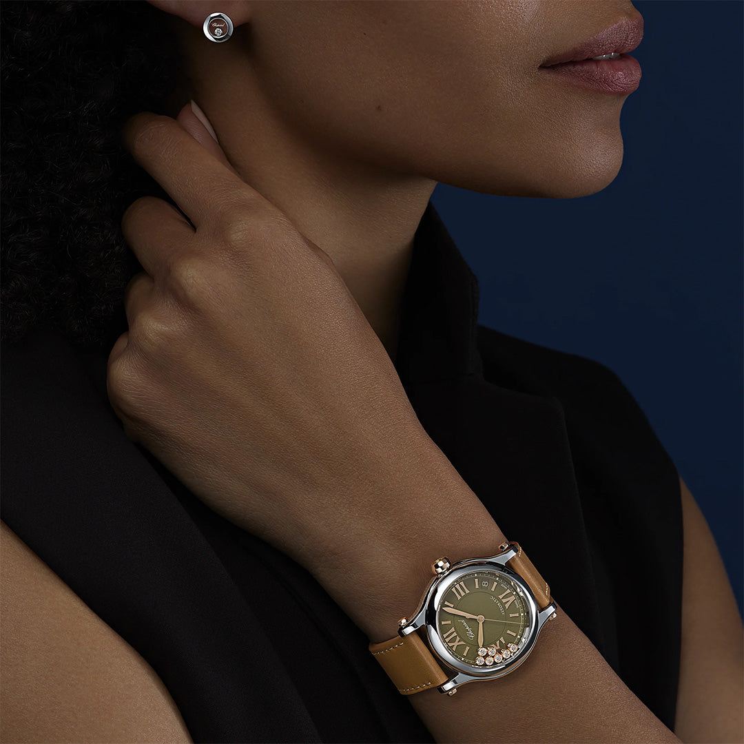 Orologio in acciaio e oro rosa Happy Sport Chopard