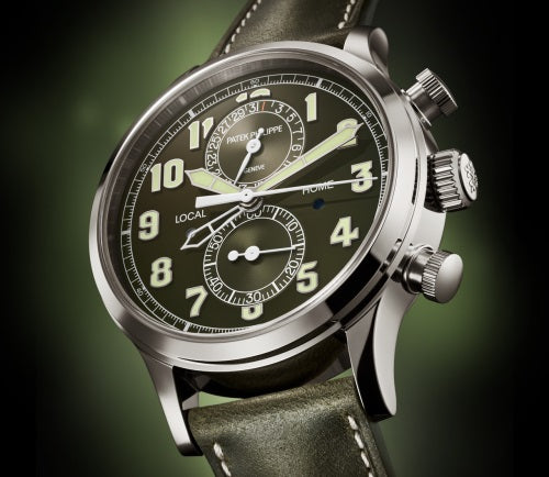 Orologio in oro bianco Calatrava Pilot Travel Time Cronografo Patek philippe