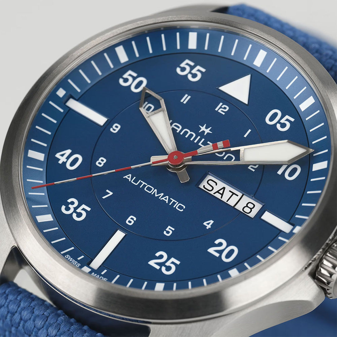 Watch in titanium Khaki Aviation Pilot Day Date Auto - Air-Glaciers Edition Hamilton