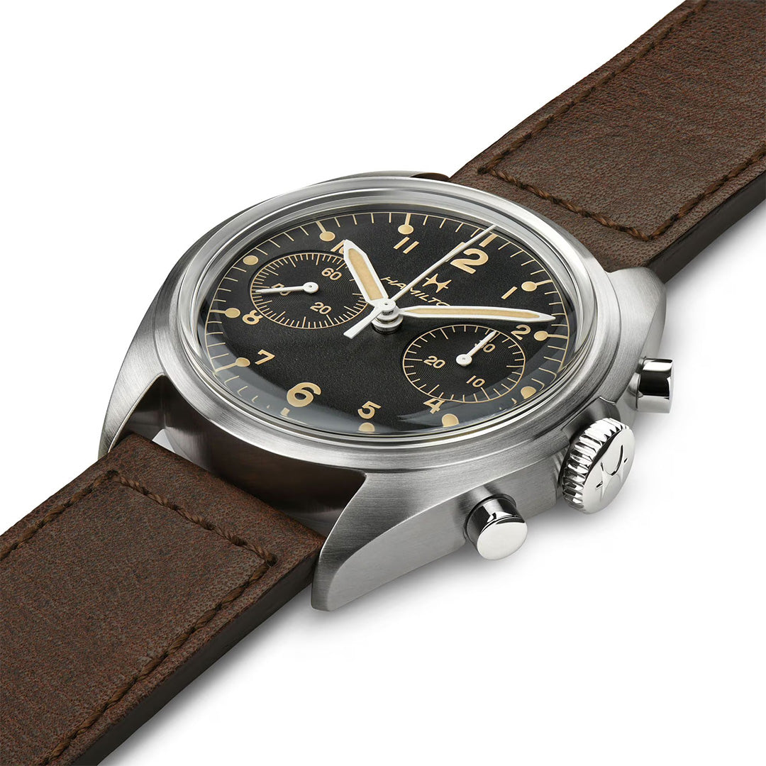 Watch in steel Khaki Aviation Pilot Pioneer Mechanical Chrono Hamilton