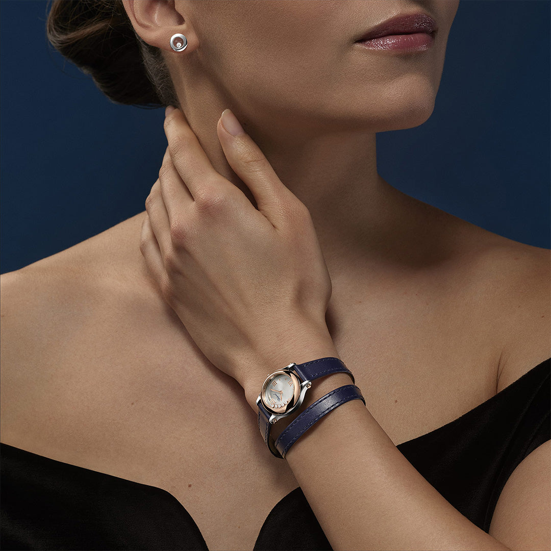 Orologio in acciaio e oro rosa Happy Sport Chopard