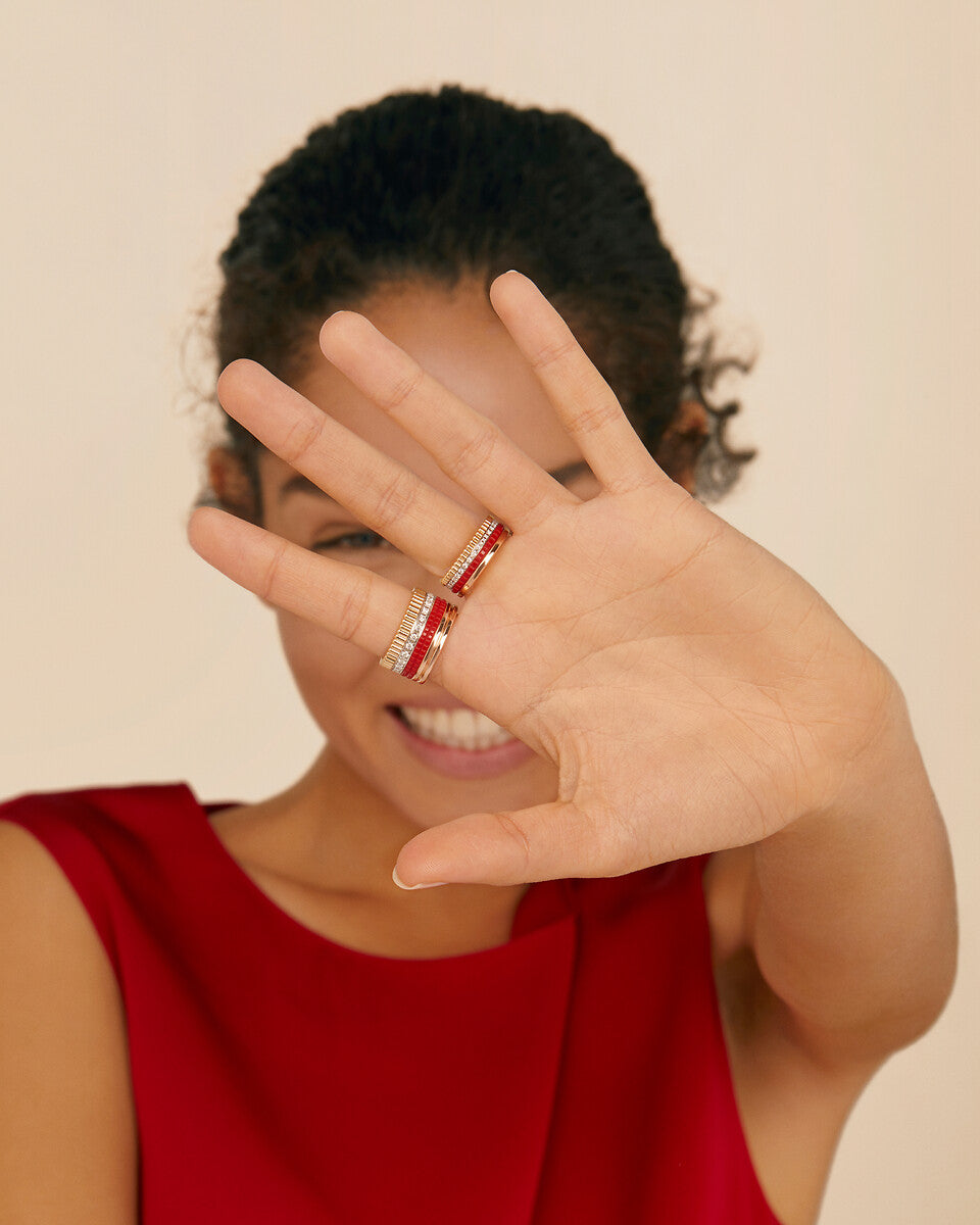 Gioiello in oro bianco giallo rosa Anello Quatre Red Large Boucheron