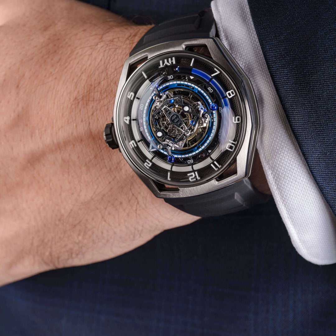 Watch in titanium Conical Tourbillon Titanium Blue Hyt