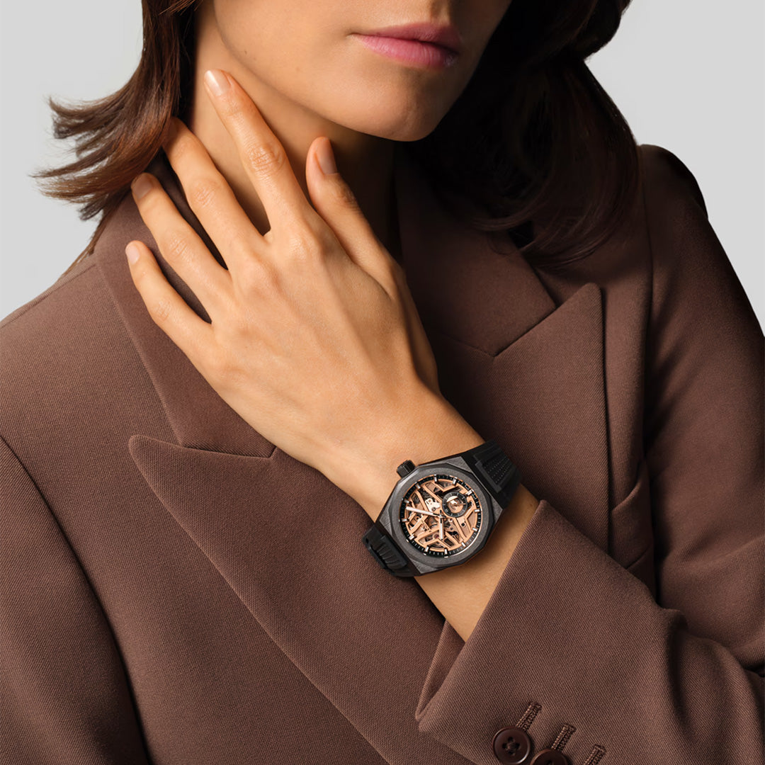 Orologio in ceramica nera Defy Skyline Skeleton Zenith