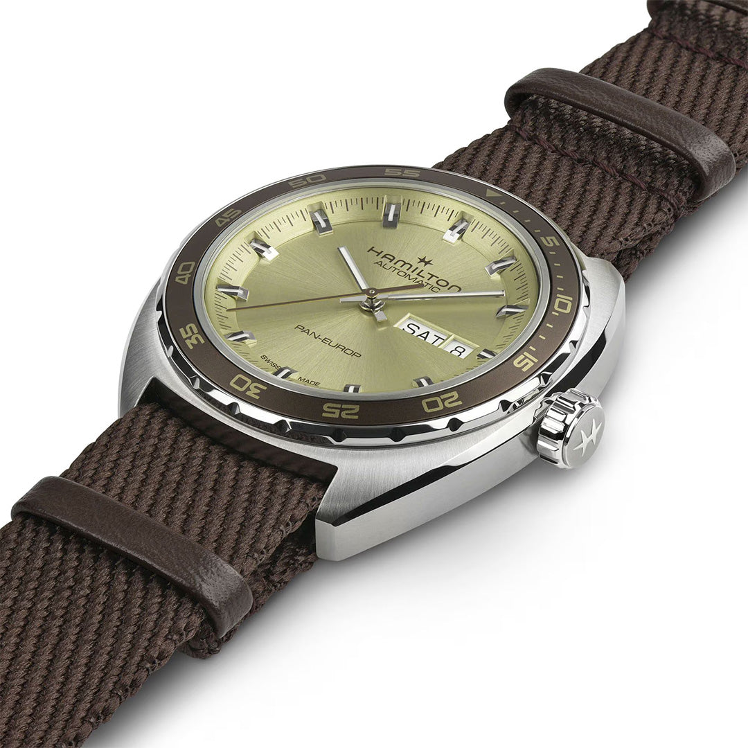 Watch in steel American Classic Pan Europ Day Date Auto Hamilton