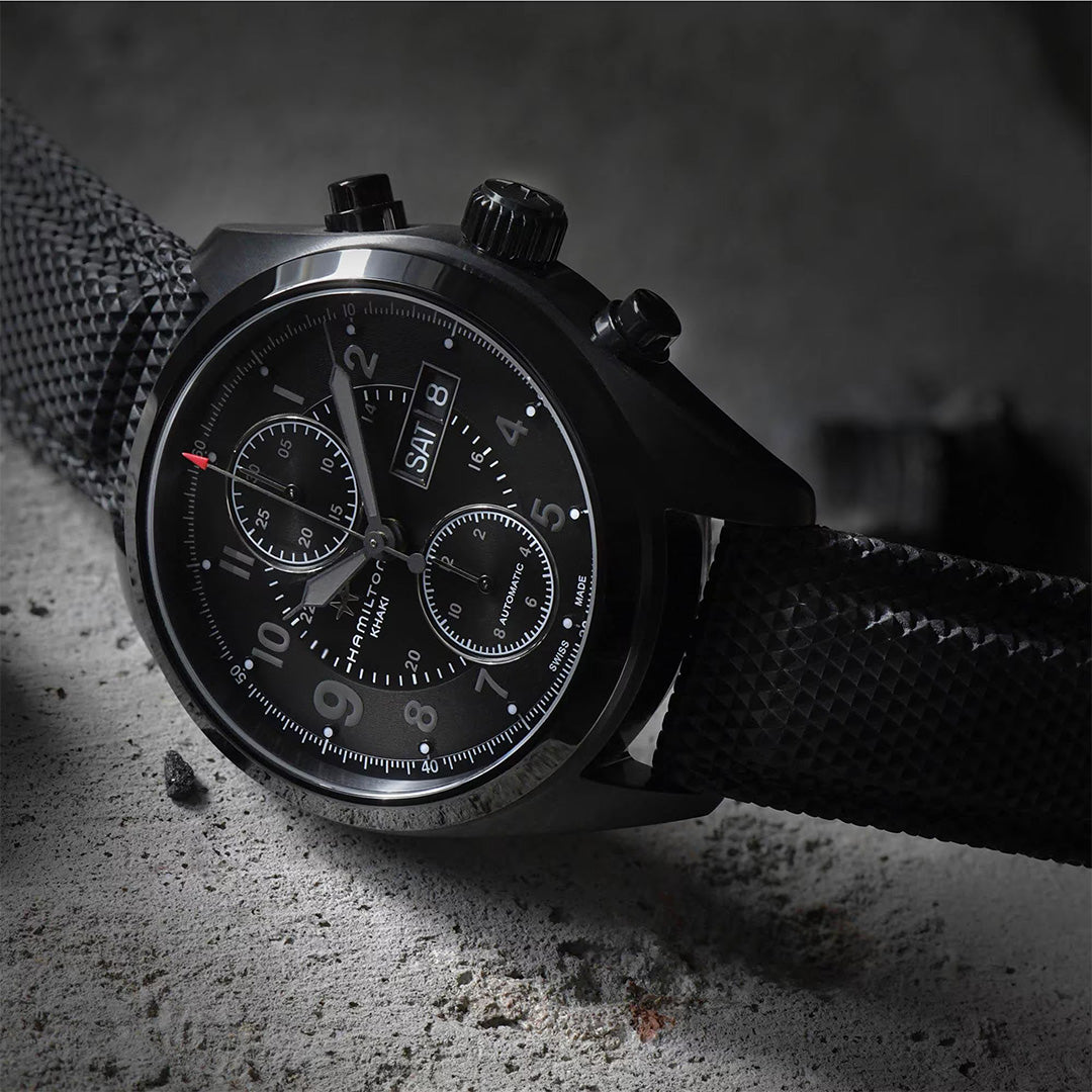 Orologio in acciaio pvd Khaki Field Auto Chrono Hamilton