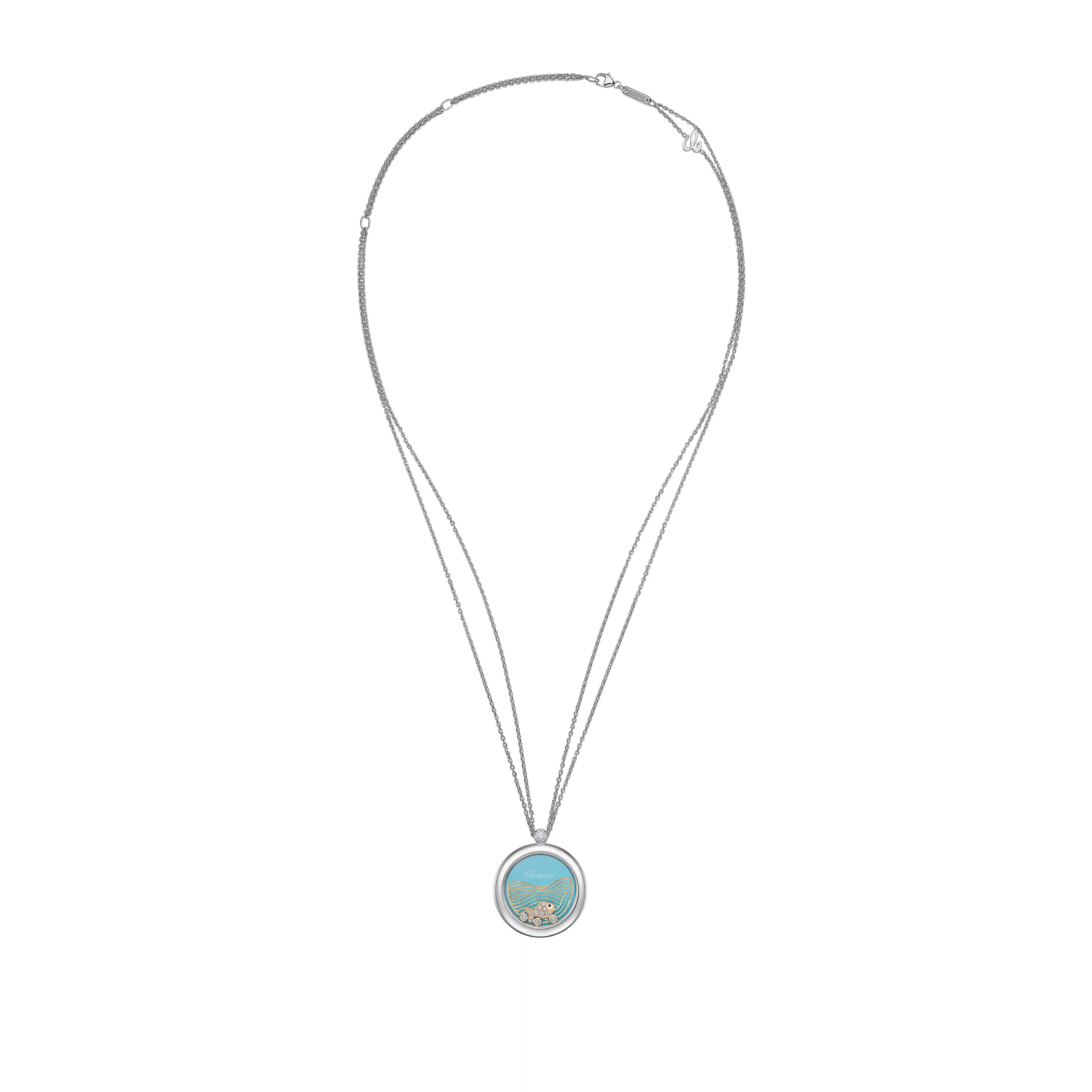 Gioiello in white gold and rose gold Happy Fish Necklace Chopard