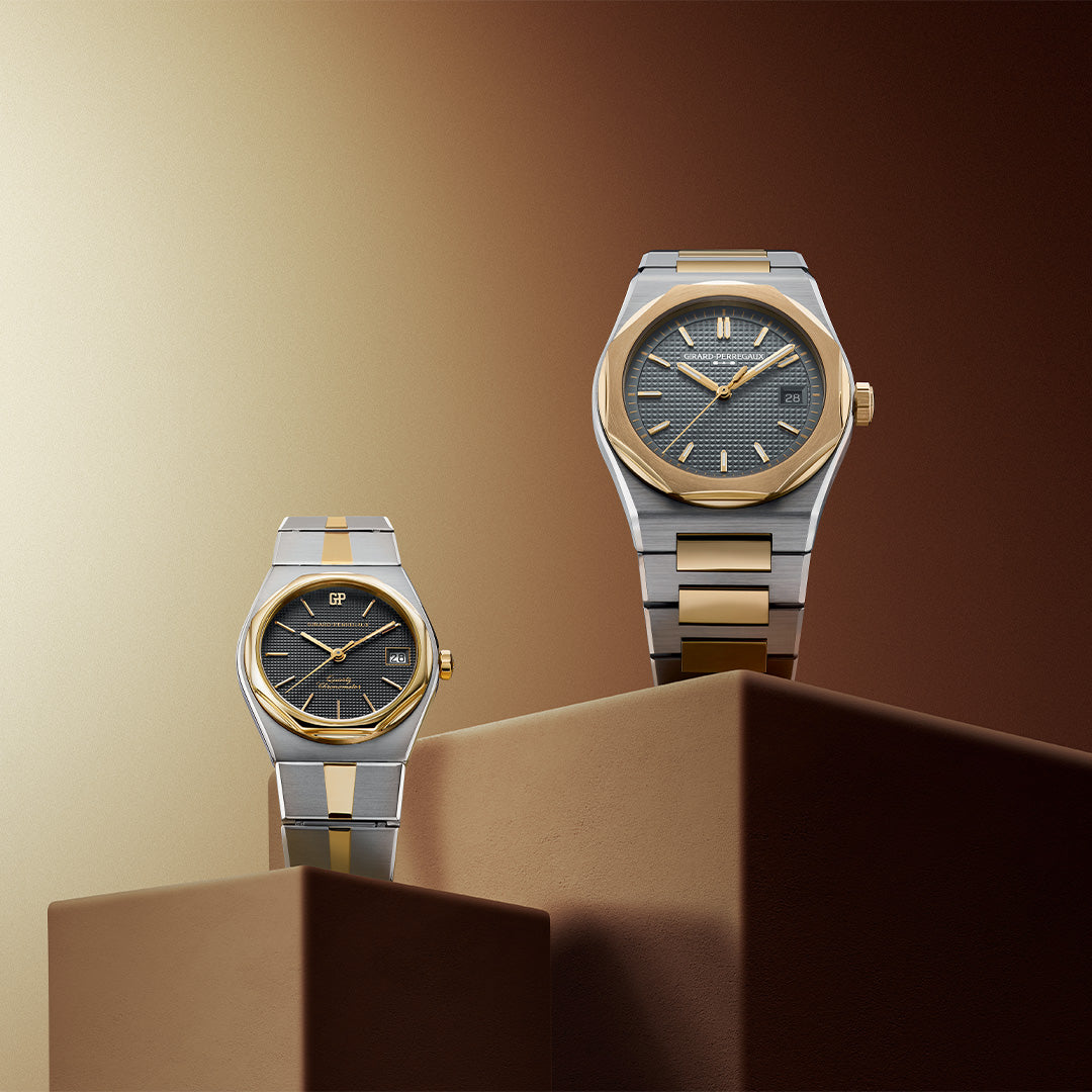 Orologio in acciaio e oro giallo Laureato Fifty Girard perregaux