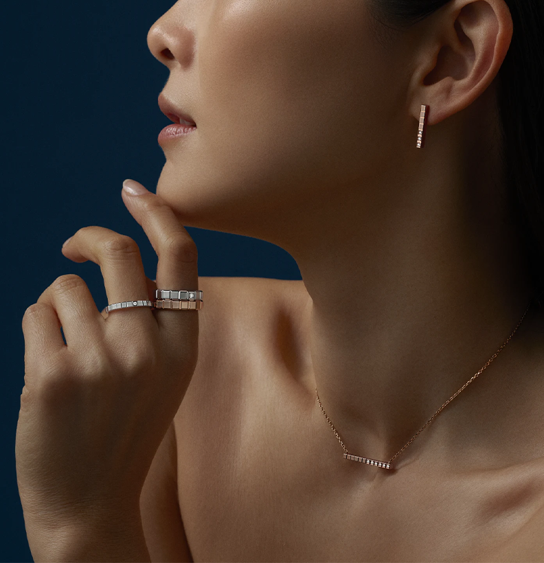 Gioiello in oro rosa Orecchini Ice Cube Chopard