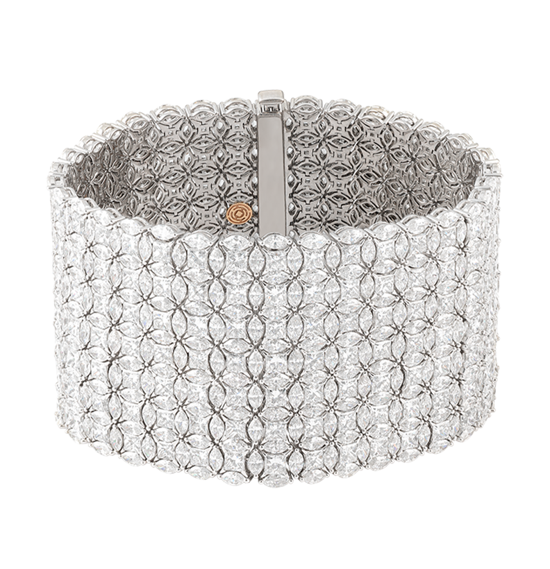 Diade white gold manchette bracelet with diamonds1